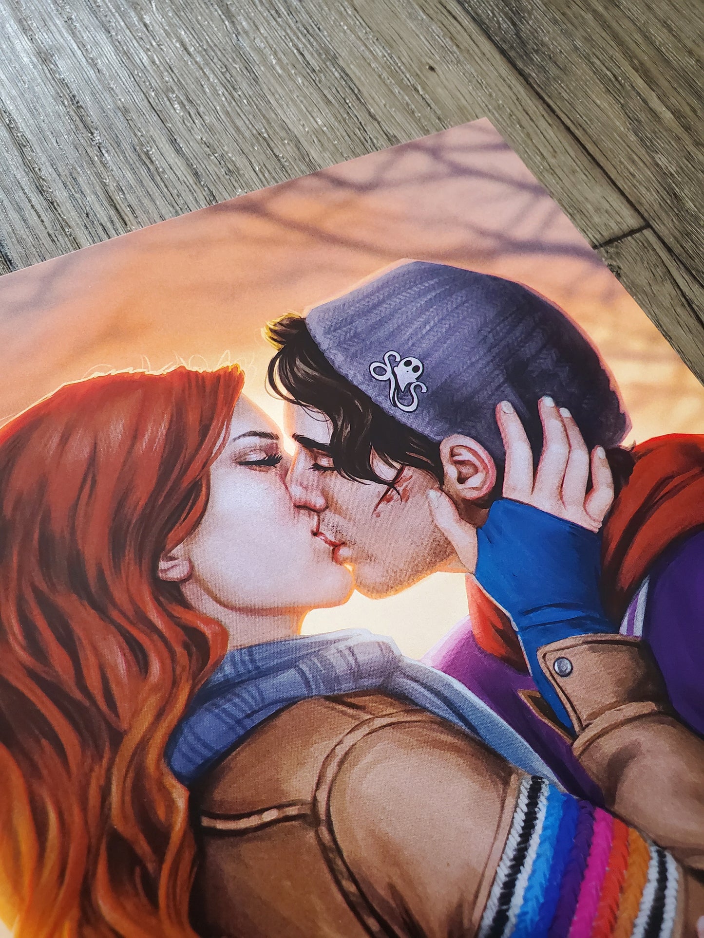 Autumn Embers (original character smooch) - 8x10 Print