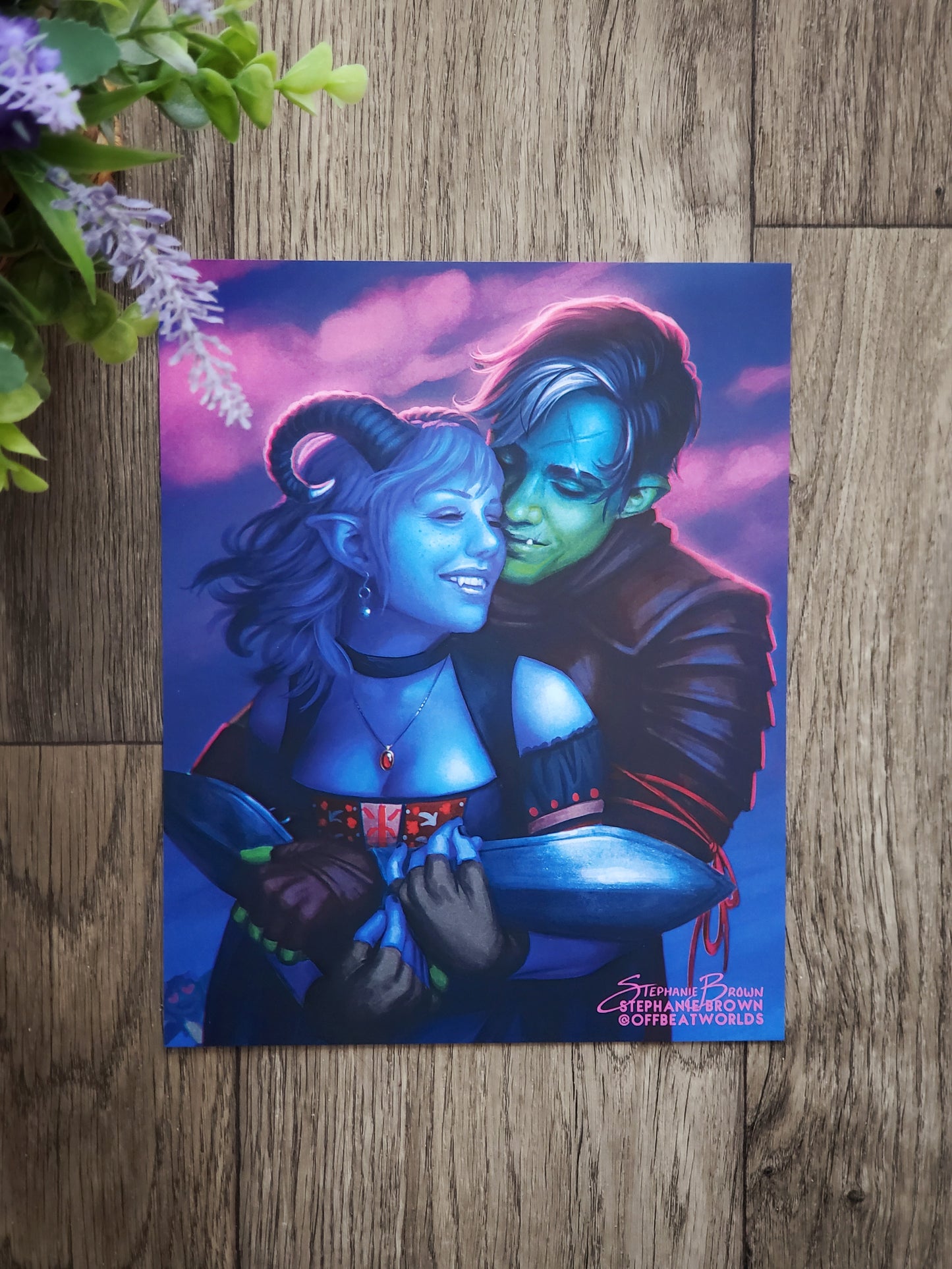 The Handsome Half-orc and Little Blue Tiefling - 8x10 Print
