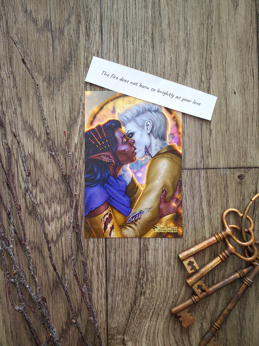 "The fire does not burn so brightly as your love" - Postcard